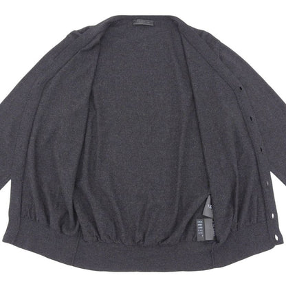 Prada 2023 Dna959 Virgin Wool Long Sleeve Knit Cardigan Charcoal Gray 46 Made