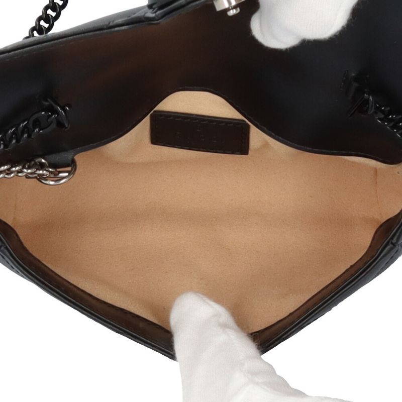 Gucci Super Mini Bag GG Marmont Shoulder Bag Leather 476433 Black Ladies Gucci
