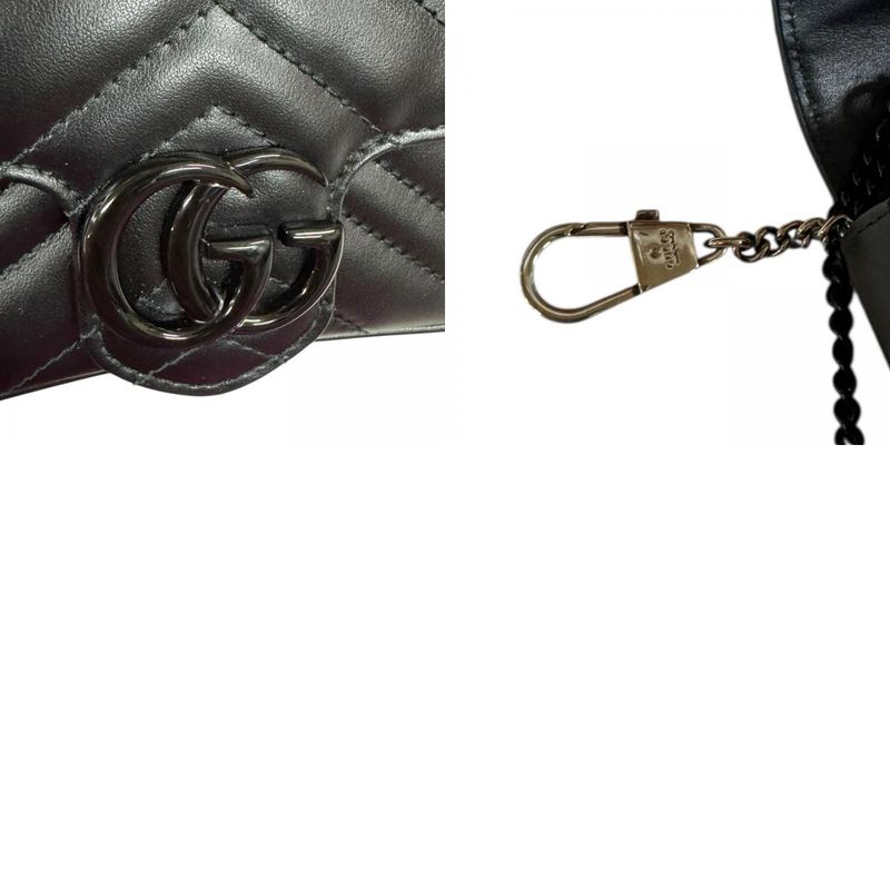 Gucci Super Mini Bag GG Marmont Shoulder Bag Leather 476433 Black Ladies Gucci