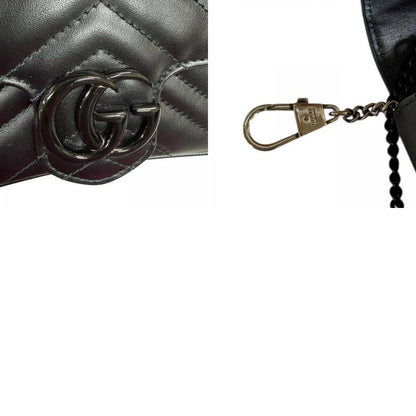 Gucci Super Mini Bag GG Marmont Shoulder Bag Leather 476433 Black Ladies Gucci