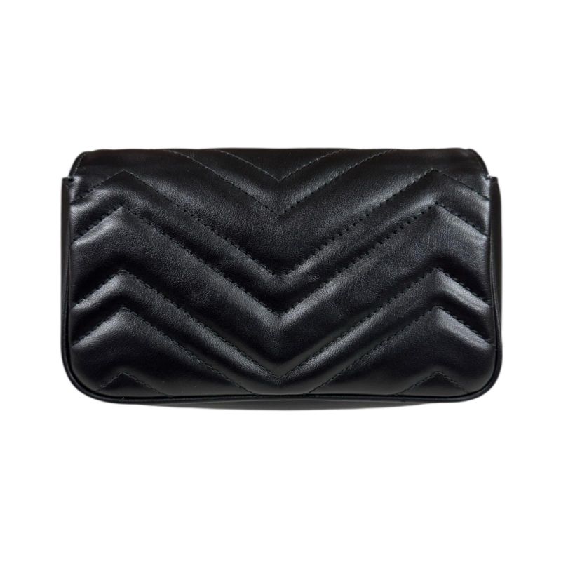 Gucci Super Mini Bag GG Marmont Shoulder Bag Leather 476433 Black Ladies Gucci