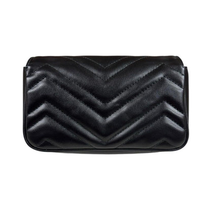 Gucci Super Mini Bag GG Marmont Shoulder Bag Leather 476433 Black Ladies Gucci