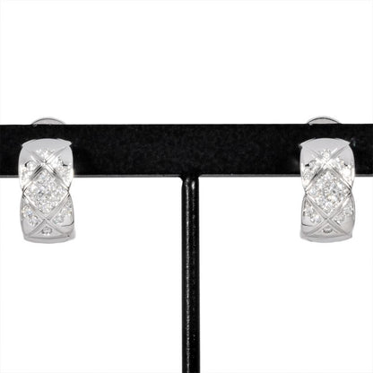 Chanel Coco Crush Earrings Diamond J12497 18K White Gold 74g White Togo Old