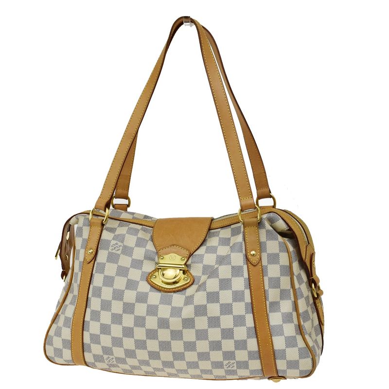 Louis Vuitton Straser PM Shoulder Bag Damier Azure White Leather N42222 25kb069