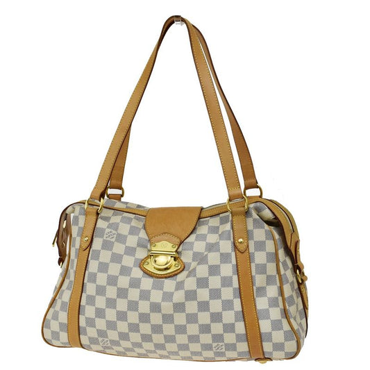 Louis Vuitton Straser PM Shoulder Bag Damier Azure White Leather N42222 25kb069