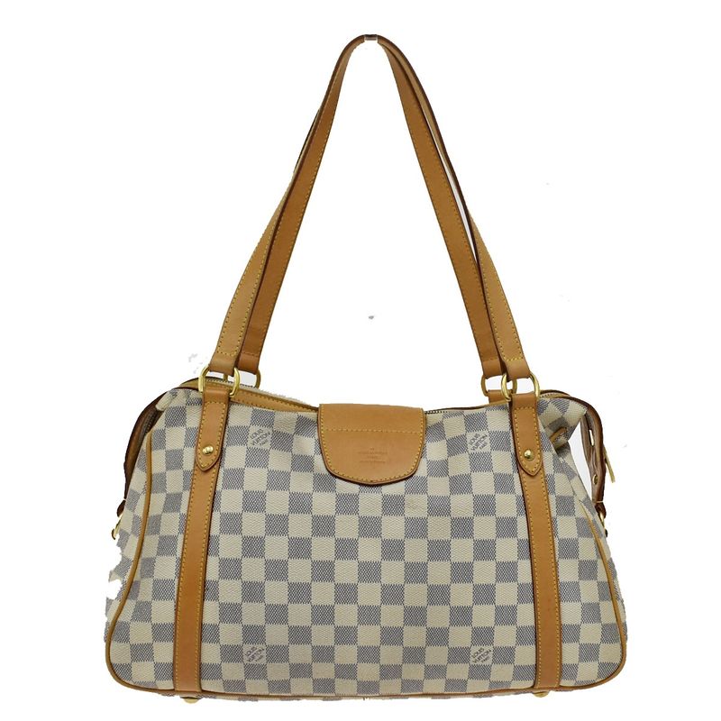 Louis Vuitton Straser PM Shoulder Bag Damier Azure White Leather N42222 25kb069
