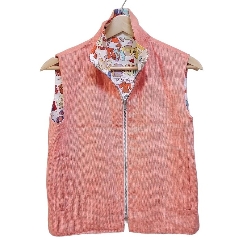 Hermes Vest Size SM Women's - White X Orange X Multi Reversible/cotton