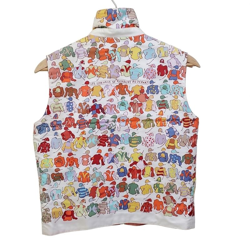 Hermes Vest Size SM Women's - White X Orange X Multi Reversible/cotton