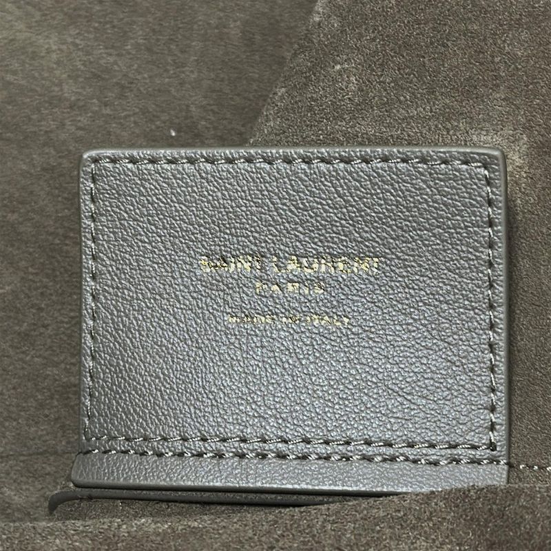 Saint Laurent Paris Tote Bag Shopping Tote 600281 Gray Beige Leather