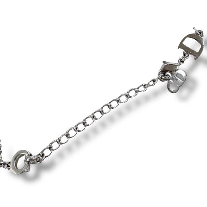 Christian DIOR Silver Logo Plated Pearl Bracelet Silver Hardware SV