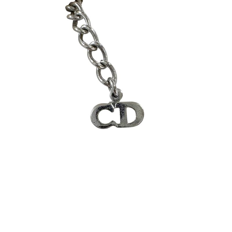Christian DIOR Silver Logo Plated Pearl Bracelet Silver Hardware SV
