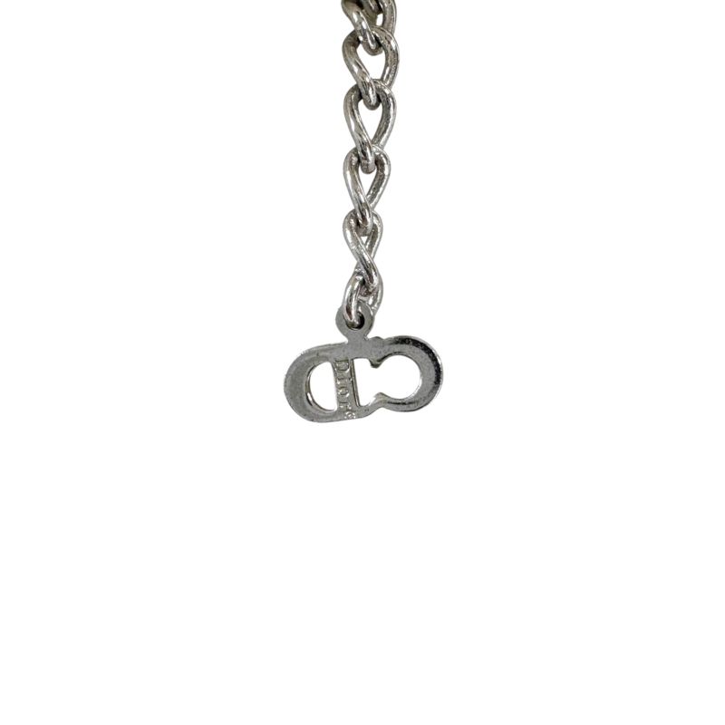 Christian DIOR Silver Logo Plated Pearl Bracelet Silver Hardware SV