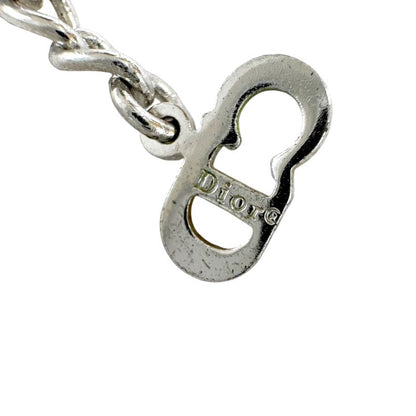 Christian DIOR Silver Logo Plated Pearl Bracelet Silver Hardware SV
