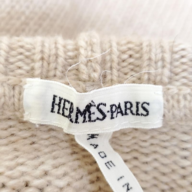 Hermes Long Sleeve Sweater Size S Women's - Beige Ivory And Multi High Neck /