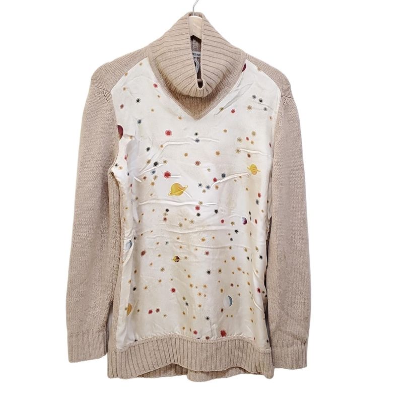 Hermes Long Sleeve Sweater Size S Women's - Beige Ivory And Multi High Neck /