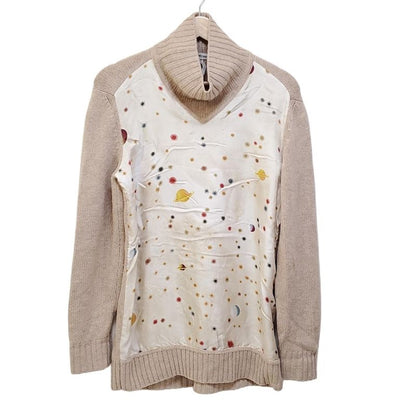 Hermes Long Sleeve Sweater Size S Women's - Beige Ivory And Multi High Neck /