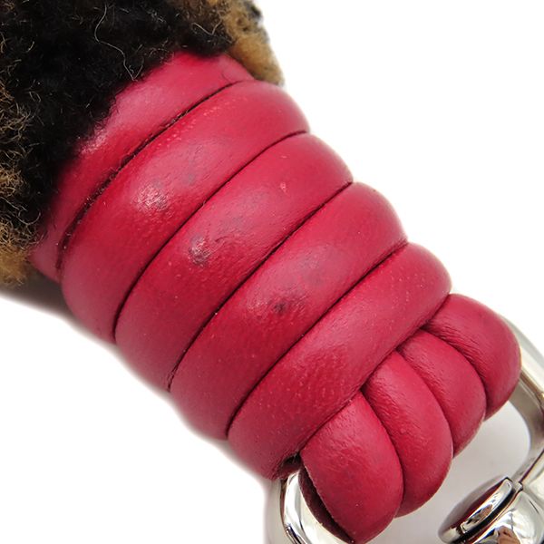 Fendi Shoulder Strap You Mini Mouton Leather Brown and Red Silver Hardware