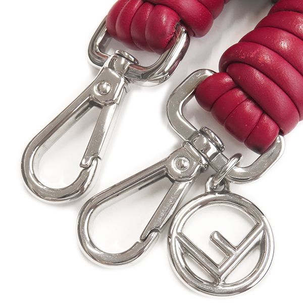 Fendi Shoulder Strap You Mini Mouton Leather Brown and Red Silver Hardware