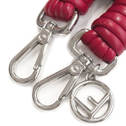 Fendi Shoulder Strap You Mini Mouton Leather Brown and Red Silver Hardware