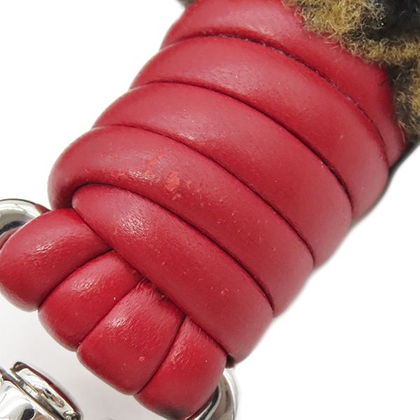 Fendi Shoulder Strap You Mini Mouton Leather Brown and Red Silver Hardware