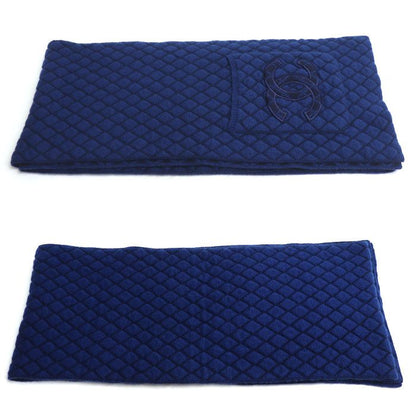 Chanel Large Quilted Scarf With Pocket Blue Ladies Pre-owned