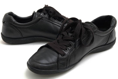 Prada Shoes Sneakers Shoes Low Cut Ladies Women Leather Genuine Black 3e5620