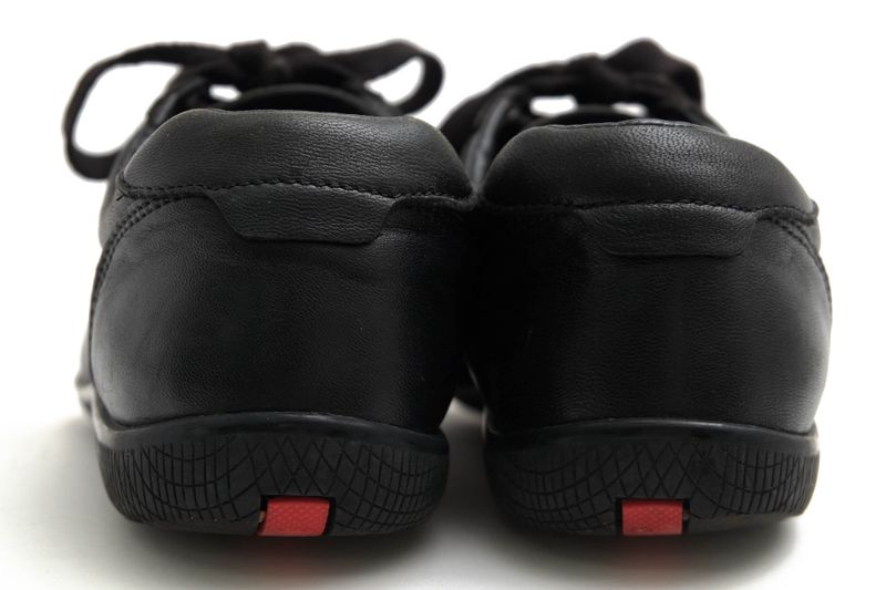 Prada Shoes Sneakers Shoes Low Cut Ladies Women Leather Genuine Black 3e5620