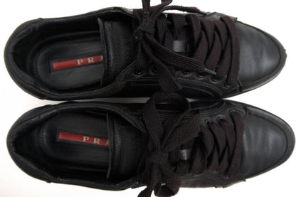 Prada Shoes Sneakers Shoes Low Cut Ladies Women Leather Genuine Black 3e5620