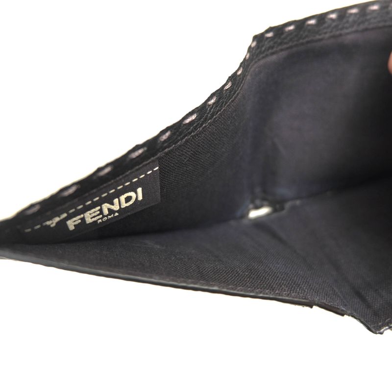 Fendi Wallet Men Wallet Leather Genuine Black 7m0194 74p Coin Wallet Cuoio