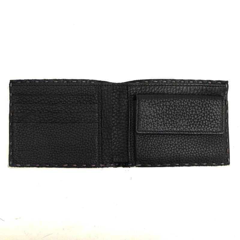 Fendi Wallet Men Wallet Leather Genuine Black 7m0194 74p Coin Wallet Cuoio