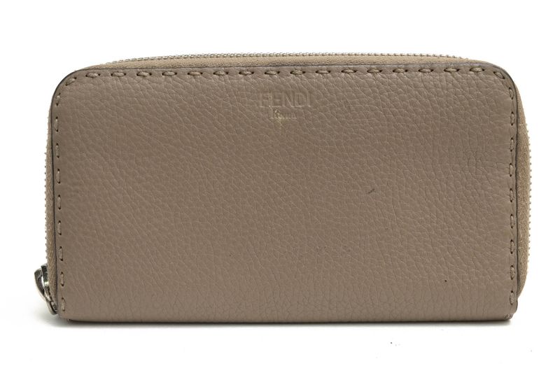 Fendi Long Wallet Women Leather Genuine Leather Gray 8m0374 Selleria Unisex