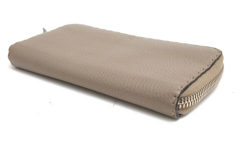 Fendi Long Wallet Women Leather Genuine Leather Gray 8m0374 Selleria Unisex