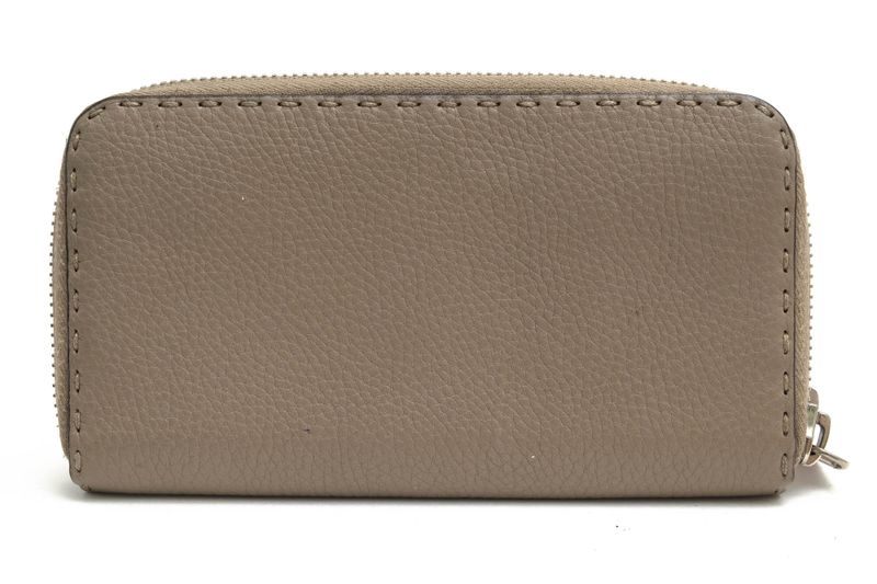 Fendi Long Wallet Women Leather Genuine Leather Gray 8m0374 Selleria Unisex