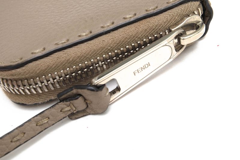 Fendi Long Wallet Women Leather Genuine Leather Gray 8m0374 Selleria Unisex