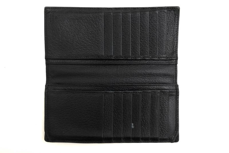 Gucci Long Wallet Men Leather Genuine Black 428740 GG Marmont with Coin Purse