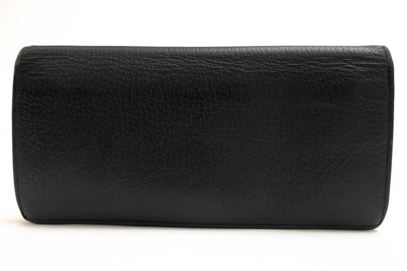 Gucci Long Wallet Men Leather Genuine Black 428740 GG Marmont with Coin Purse