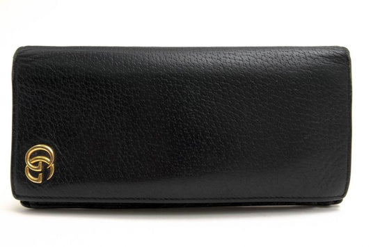 Gucci Long Wallet Men Leather Genuine Black 428740 GG Marmont with Coin Purse
