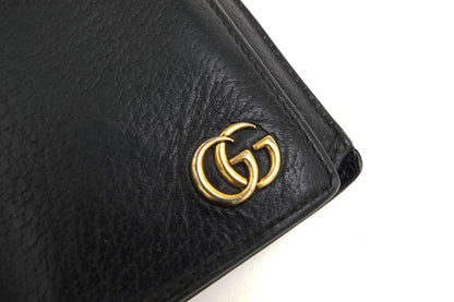 Gucci Long Wallet Men Leather Genuine Black 428740 GG Marmont with Coin Purse