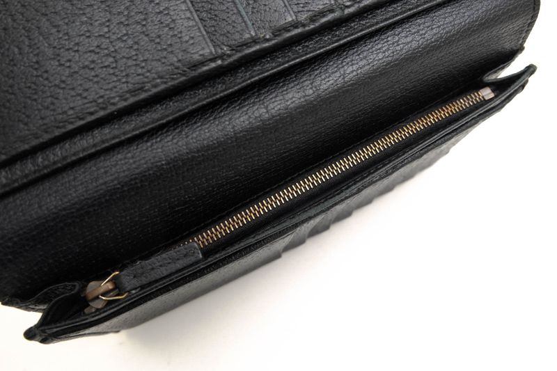 Gucci Long Wallet Men Leather Genuine Black 428740 GG Marmont with Coin Purse