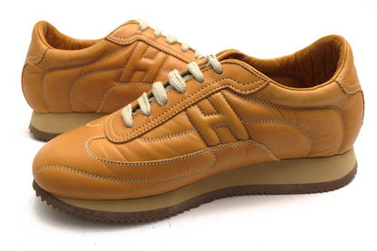 Hermes Shoes Sneakers Shoes Low Cut Ladies Women Leather Genuine Beige Quick H