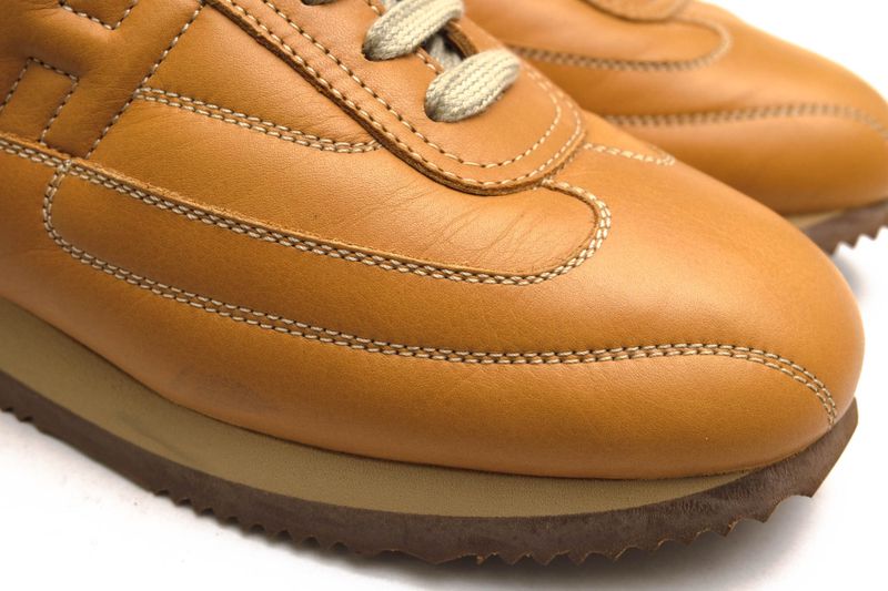 Hermes Shoes Sneakers Shoes Low Cut Ladies Women Leather Genuine Beige Quick H