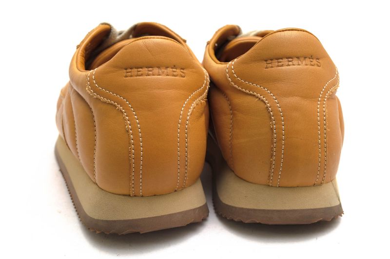 Hermes Shoes Sneakers Shoes Low Cut Ladies Women Leather Genuine Beige Quick H