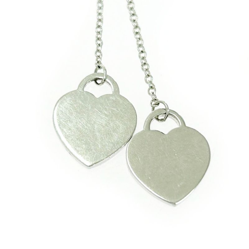 Tiffany & Co Silver Return to Mini Double Heart Necklace 3.4g 925 Engraved