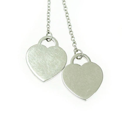 Tiffany & Co Silver Return to Mini Double Heart Necklace 3.4g 925 Engraved
