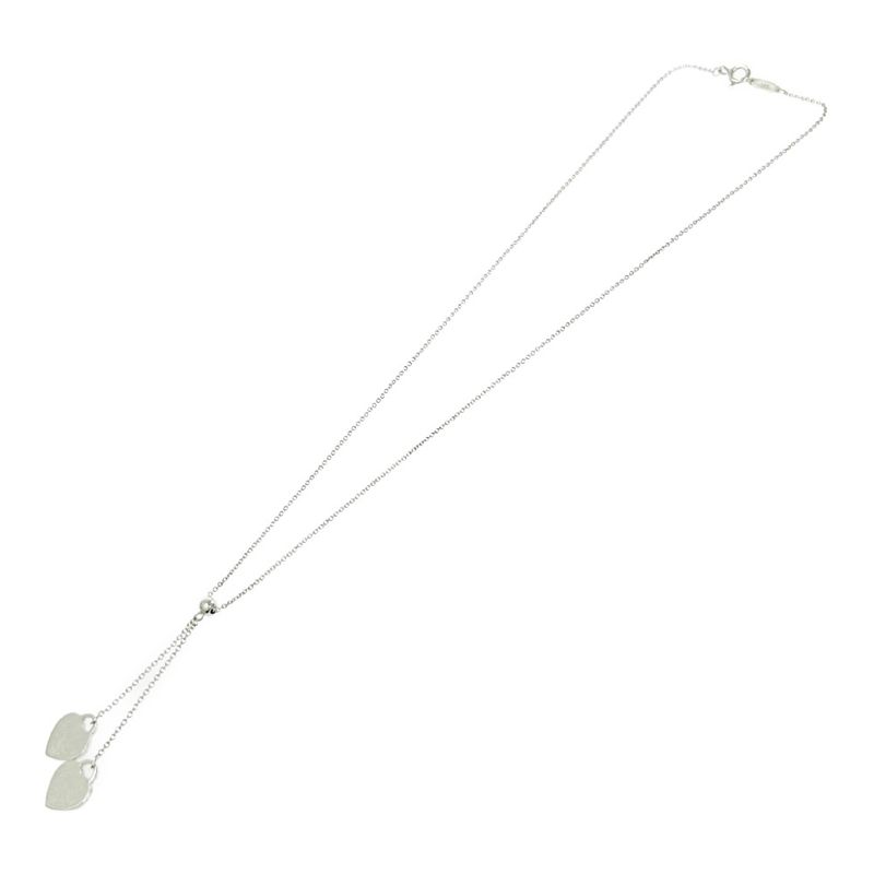 Tiffany & Co Silver Return to Mini Double Heart Necklace 3.4g 925 Engraved