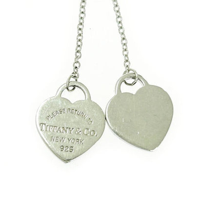 Tiffany & Co Silver Return to Mini Double Heart Necklace 3.4g 925 Engraved