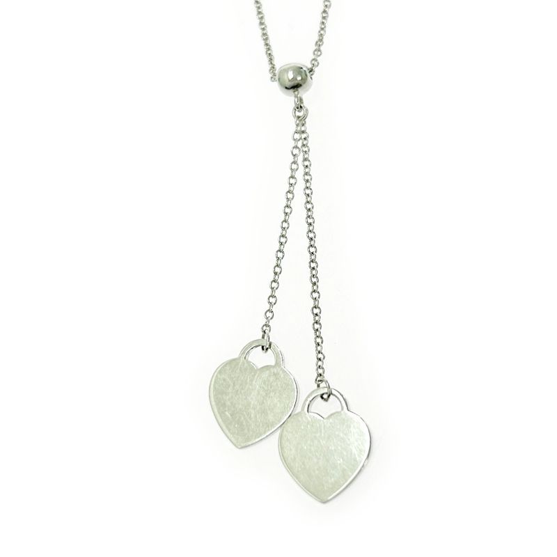 Tiffany & Co Silver Return to Mini Double Heart Necklace 3.4g 925 Engraved