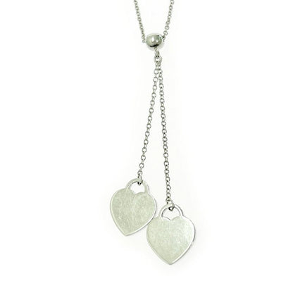 Tiffany & Co Silver Return to Mini Double Heart Necklace 3.4g 925 Engraved