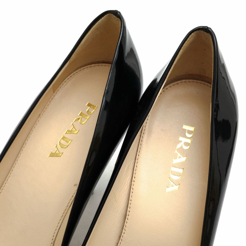 Prada Pumps Shoes Women Women's Patent Leather Enamel Patent Leather Genuine