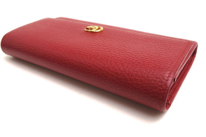 Gucci Long Wallet Women Leather Genuine Red 456116 Cao0g 1000 GG Marmont